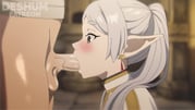 1boy 1girl :>= aroused blush dungeon earrings elf fellatio hetero jewelry oral