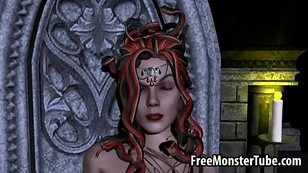 Buxom 3D comic strip Medusa pleasuring their damp snatch