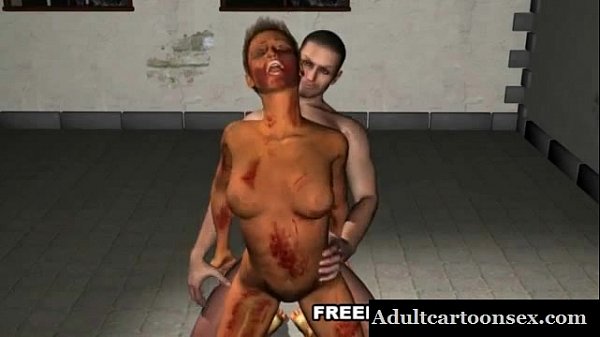 Buxom 3D comic strip zombie hottie {gets|becomes{will get} shagged outside