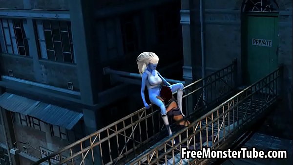 3D comic strip bluish lesbian hottie acquiring licked outside