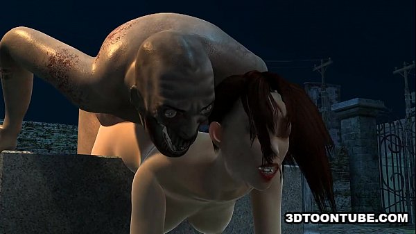 Big boobed 3D comic strip hottie acquiring screwed frustrating by a  bitch zombie
