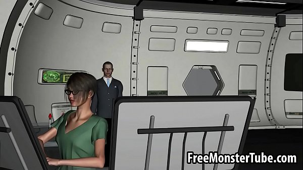 Geeky 3D comic strip brunette hottie toying their snatch