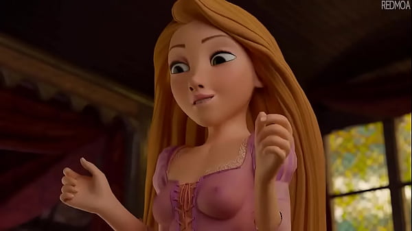 Rapunzel notices dick and tries footjob [Animation]